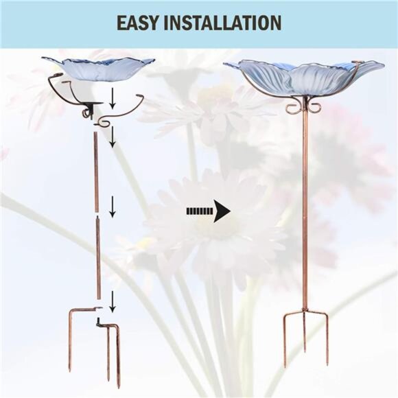 Bird Baths for Outdoors Glass Bird Bath Bowl Outdoor Bird Feeder Flower - Picture 4 of 8